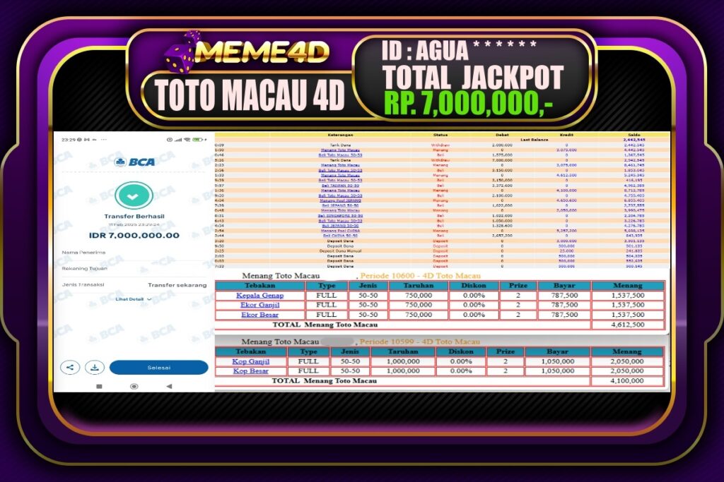 Bukti Jp MEME4D Togel Online 12 Februari 2025