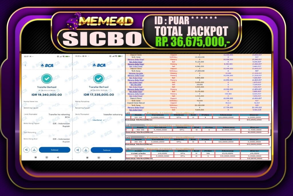 Bukti Jp MEME4D Casino Online 15 Februari 2025
