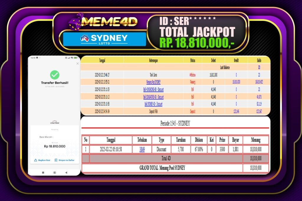 Bukti Jp MEME4D Togel Online 23 Februari 2025