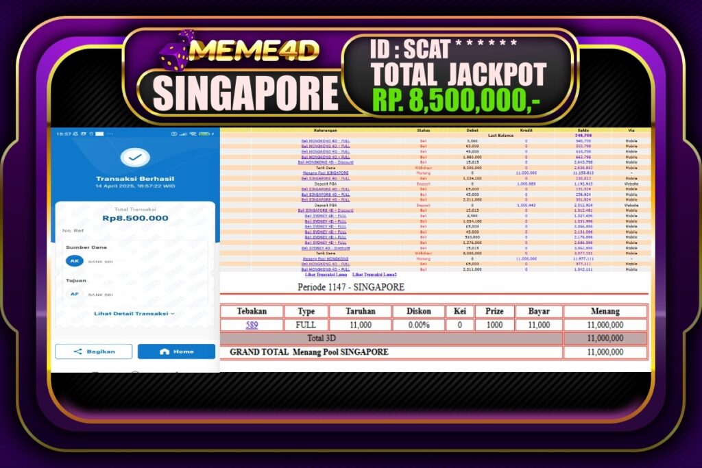 Bukti Jp MEME4D Togel Online 15 April 2025