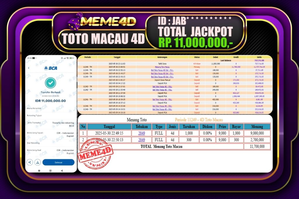 Bukti Jp MEME4D Togel Online 31 Mei 2025
