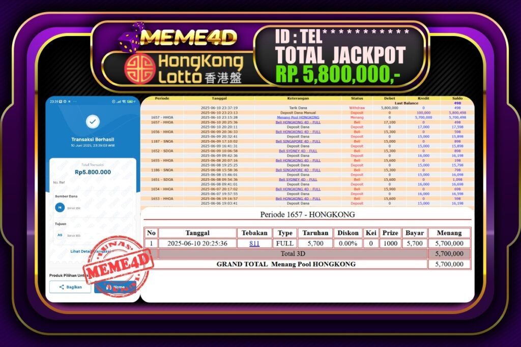 Bukti Jp MEME4D Togel Online 11 Juni 2025