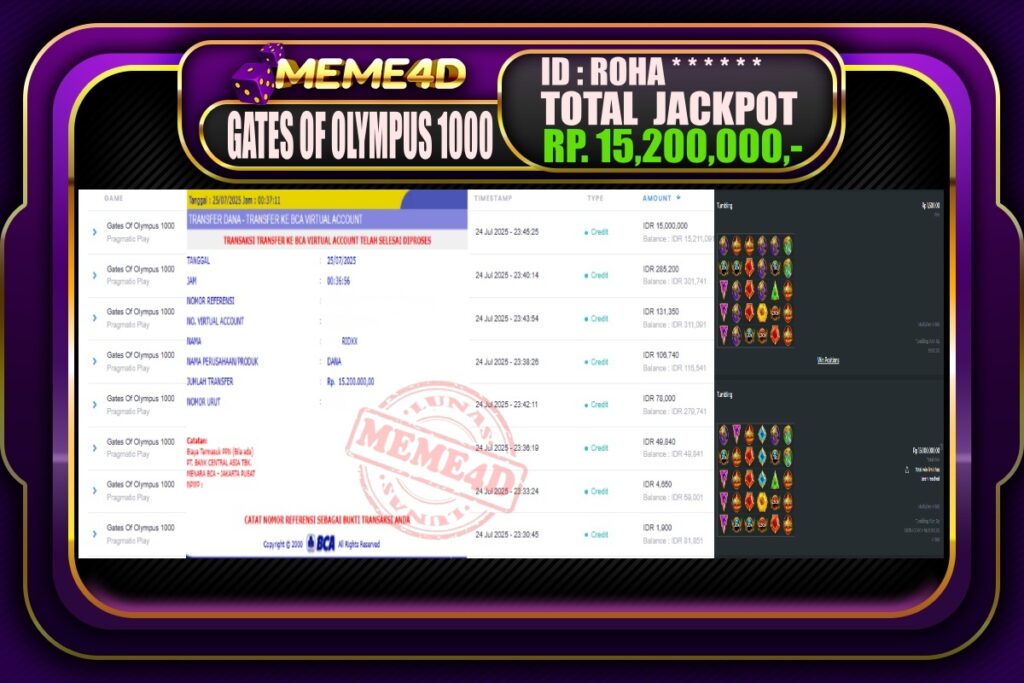 Bukti Jp MEME4D Slot Online 25 Juli 2025