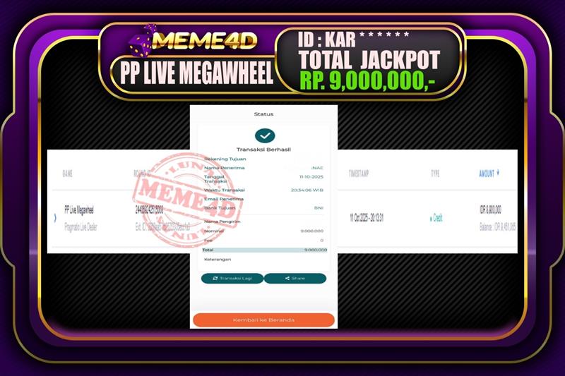 Bukti Jp MEME4D Casino Online 12 Oktober2025