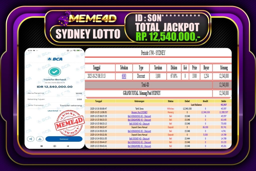Bukti Jp MEME4D Togel Online 26 Oktober 2025