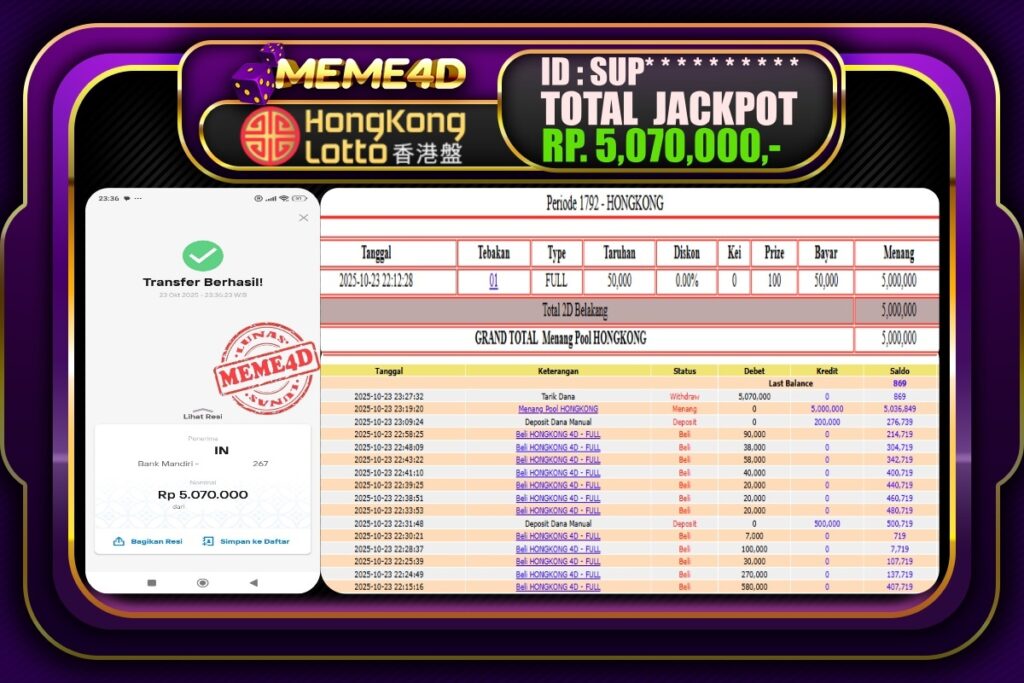 Bukti Jp MEME4D Togel Online 24 Oktober 2025