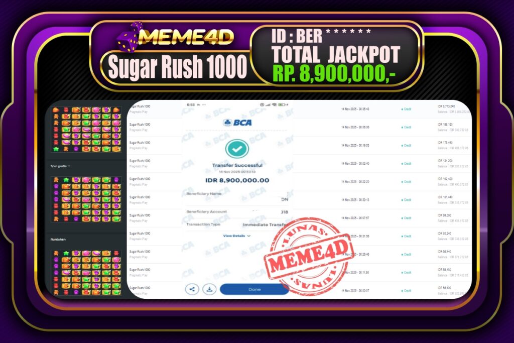 Bukti Jp MEME4D Slot Online 14 November 2025
