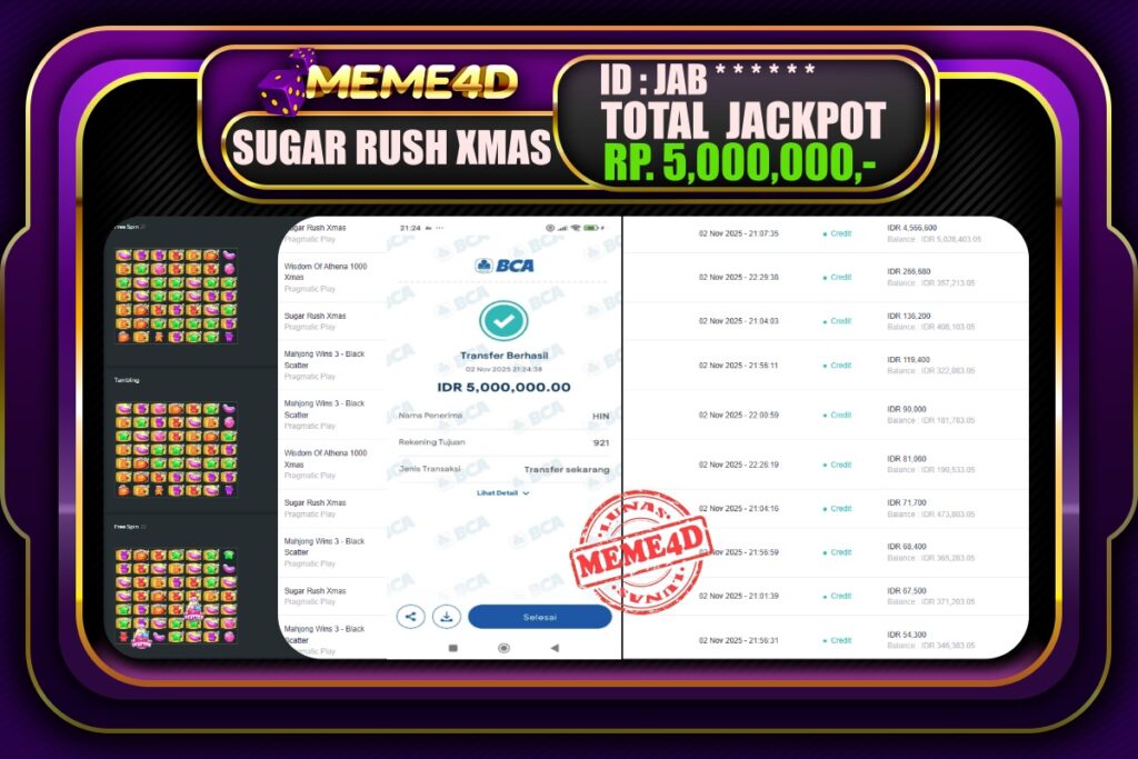 Bukti Jp MEME4D Slot Online 03 November 2025
