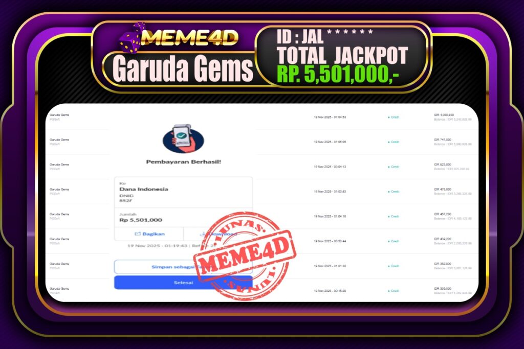 Bukti Jp MEME4D Slot Online 19 November 2025