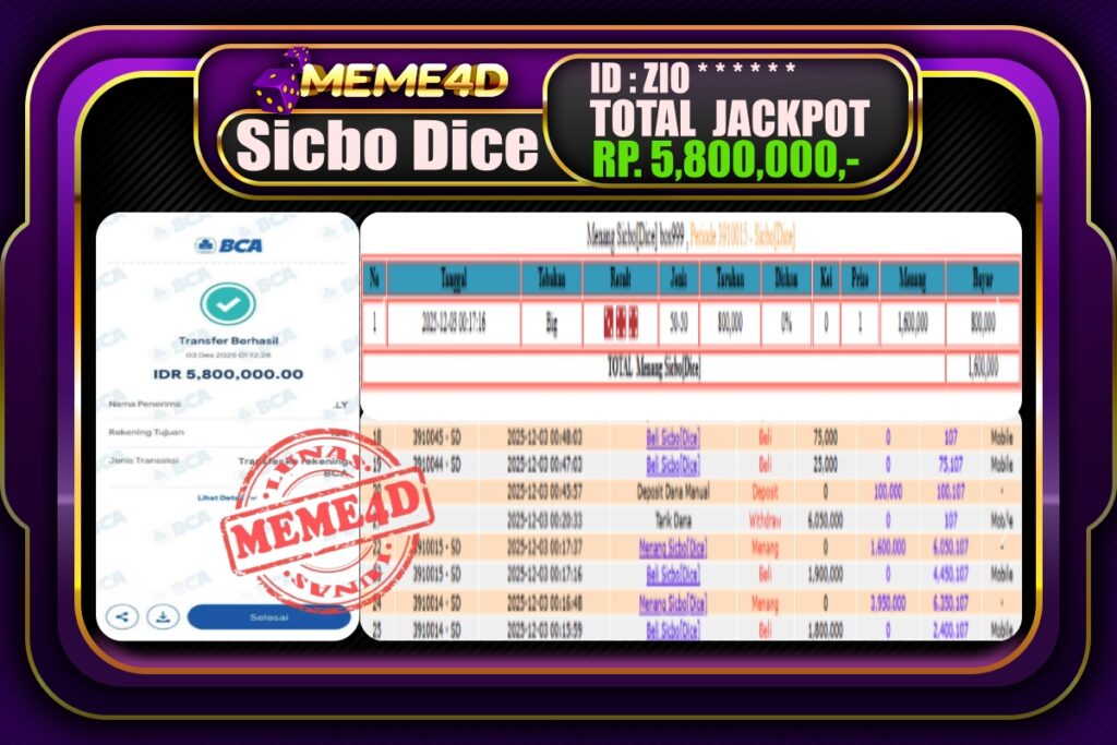 Bukti Jp MEME4D Casino Online 03 Desember 2025