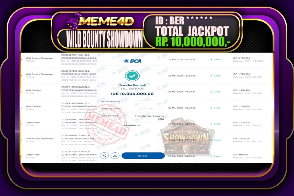 Bukti Jp MEME4D Slot Online 24 March 2026