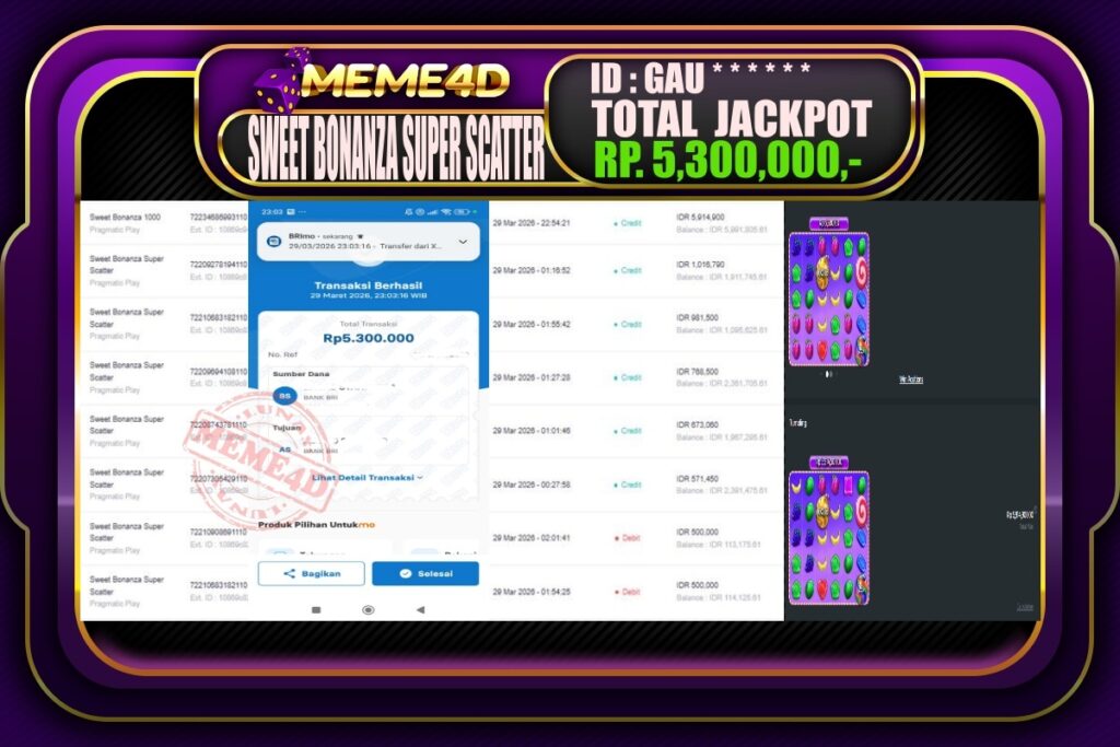Bukti Jp MEME4D Slot Online 30 March 2026