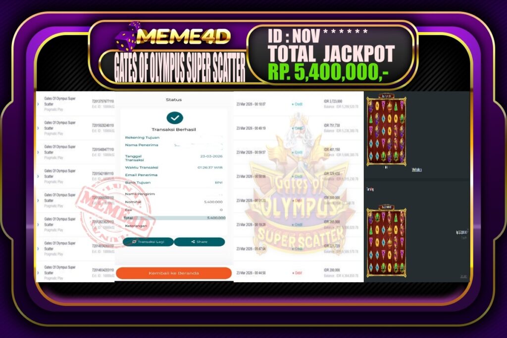Bukti Jp MEME4D Slot Online  23 March 2026
