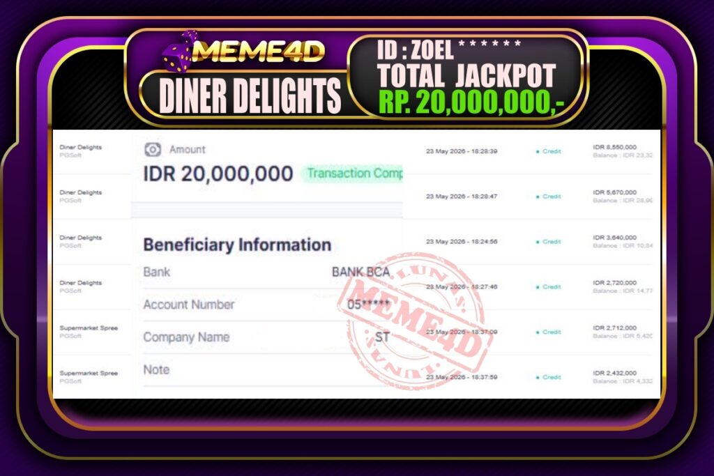 Bukti Jp MEME4D Slot Online 24 Mei 2026