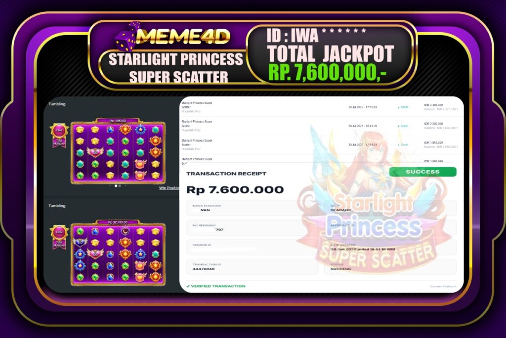 Bukti Jp MEME4D Slot Online 31 Juli 2026