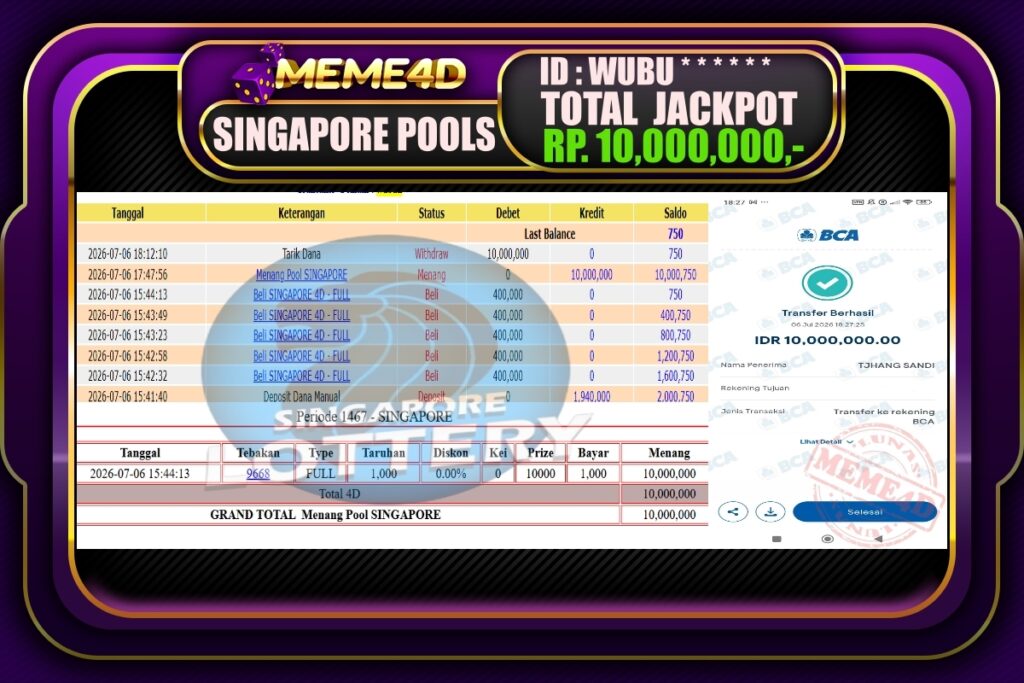 Bukti Jp MEME4D Togel Online 8 Juli 2026