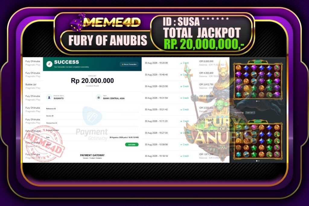 Bukti Jp MEME4D Slot Online 31 Agustus 2026