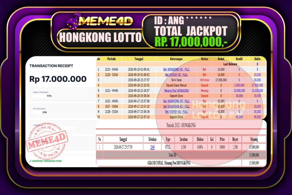 Bukti Jp MEME4D Togel Online 29 September 2026