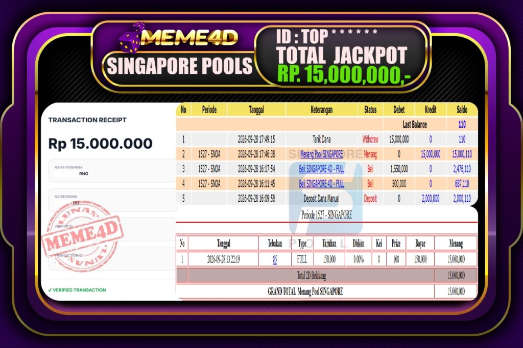 Bukti Jp MEME4D Togel Online 29 September 2026