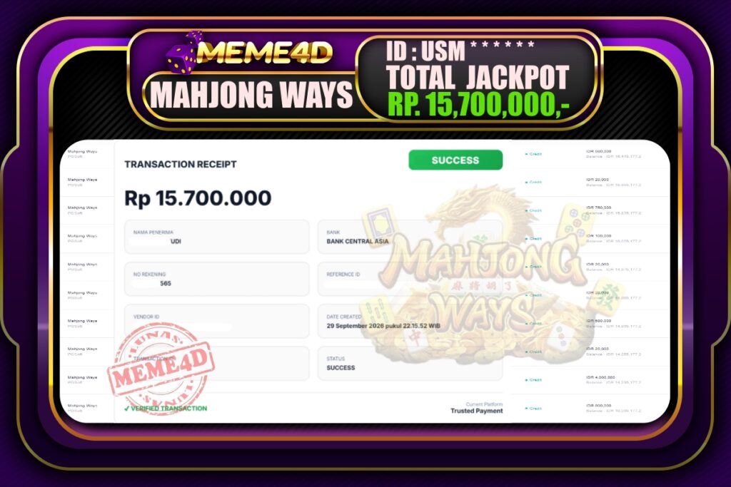 Bukti Jp MEME4D Slot Online 30 September 2026