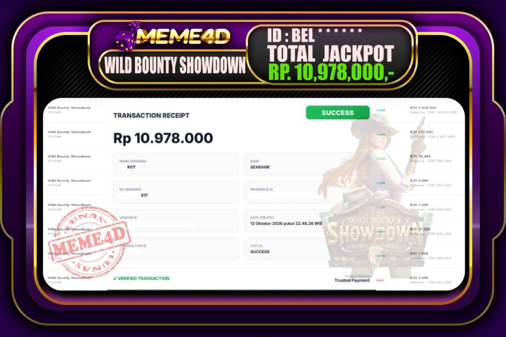Bukti Jp MEME4D Slot Online 13 Oktober 2026