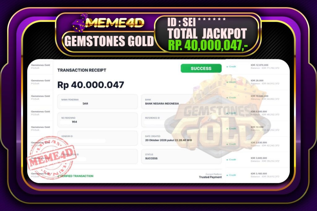 Bukti Jp MEME4D Slot Online 21 Oktober 2026