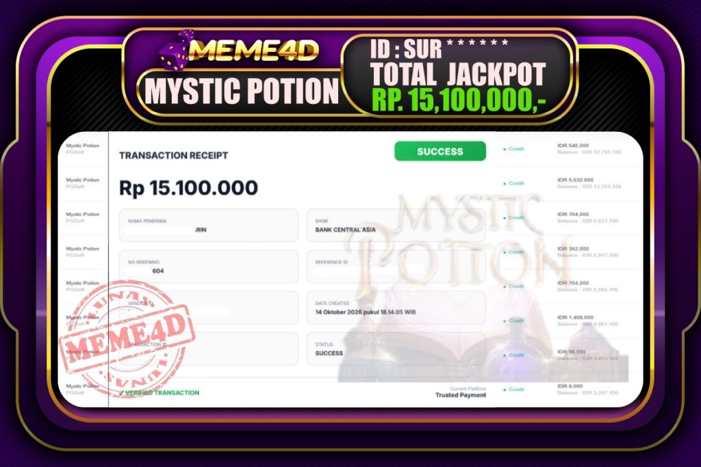 Bukti Jp MEME4D Slot Online 15 Oktober 2026